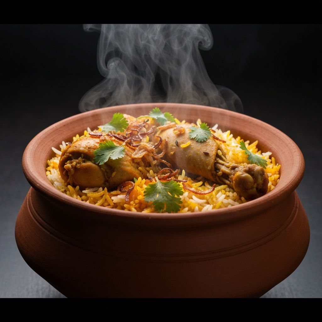 Hot chicken biryani in handi